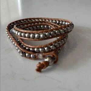 Leather Beaded Wrap Bracelet